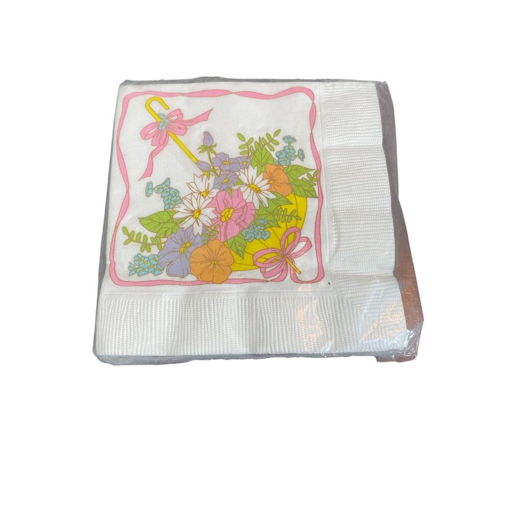 Vintage Gibson Party Papers Floral Beverage Napkins - Spring Themed - 16 Pack
